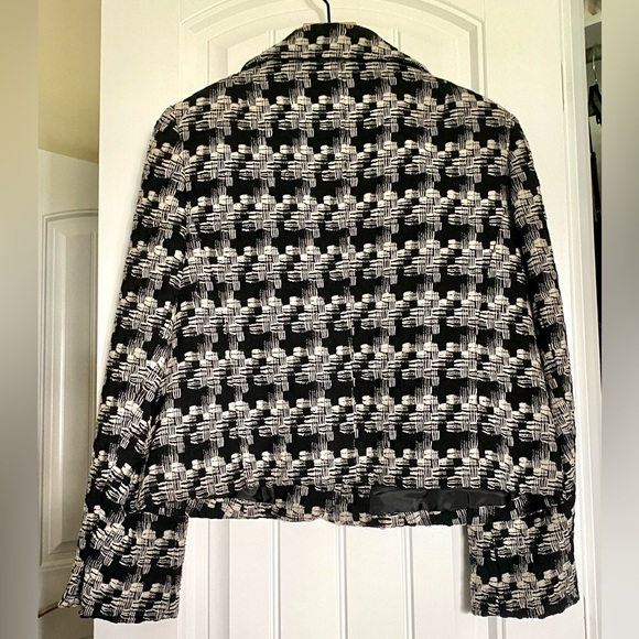 Talbots Black Ivory Woven Textured Wool Lined Blazer Jacket size 14 Petite - Picture 4 of 12